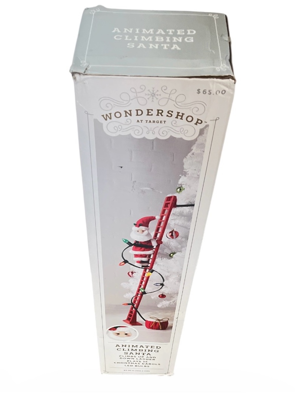 New Animated Climbing Holiday Santa on Ladder Tree Decor - Red and Green